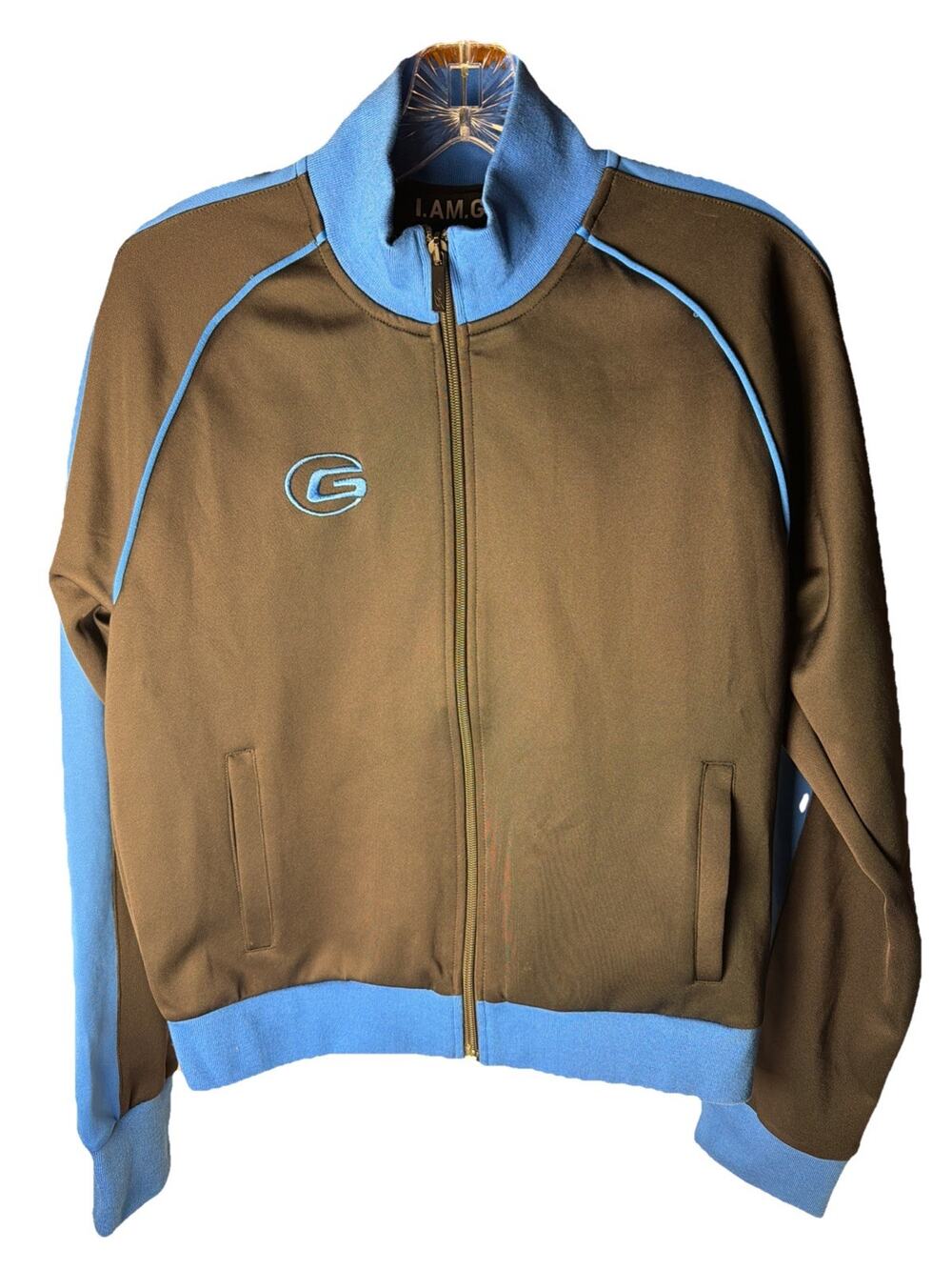 I.AM.GIA Allira Jacket Black Blue Track Zip Jacket Sz L (US 8) Excellent